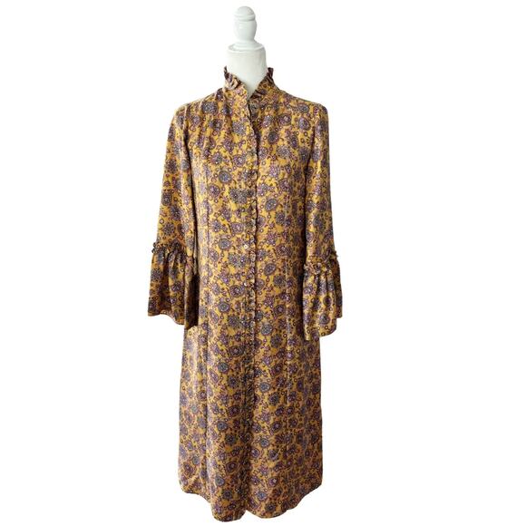 Julie Fagerholt Heartmade Silk Maxi Dress Medium Yellow - Picture 2 of 11